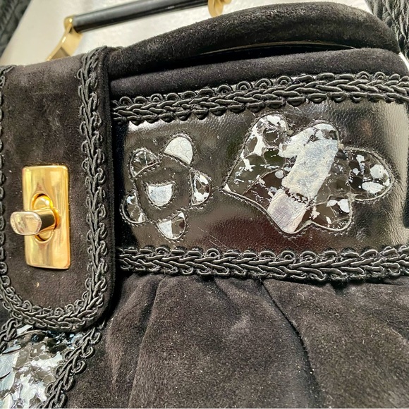 Rare velvet/leather 1950/1960s bag w top handle Made in CANADA - Picture 10 of 16